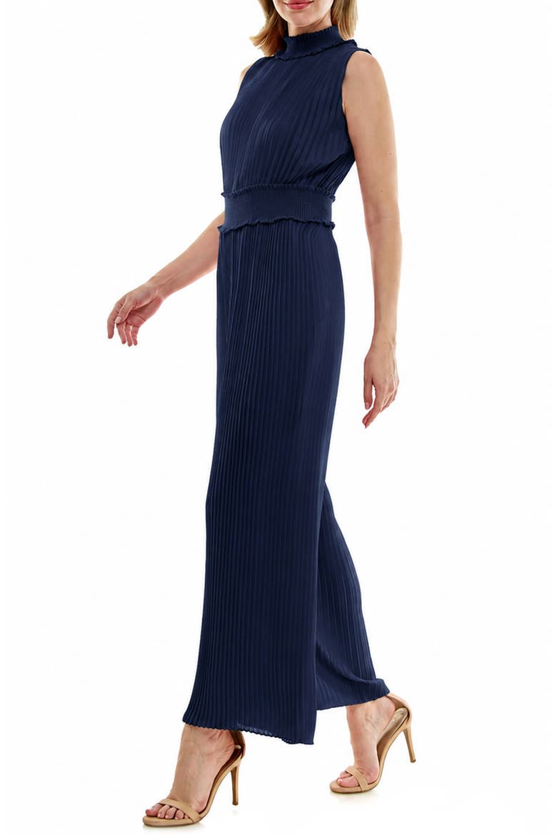 Sleeveless Pleated Jumpsuit, Alternate, color, NANETTE NAVY