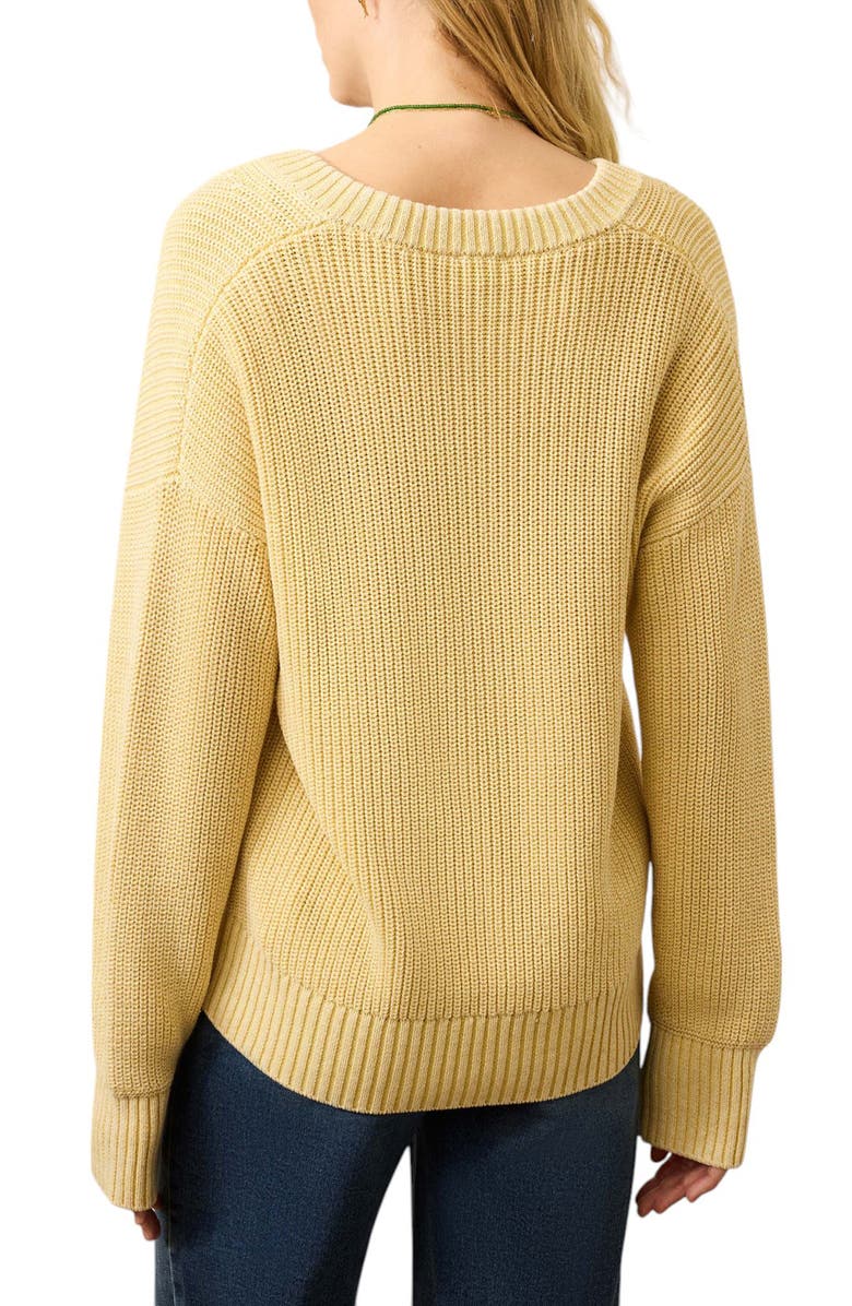 Faherty Sunwashed Organic Cotton Blend Fisherman Henley Sweater, Alternate, color, Lemon Sorbet