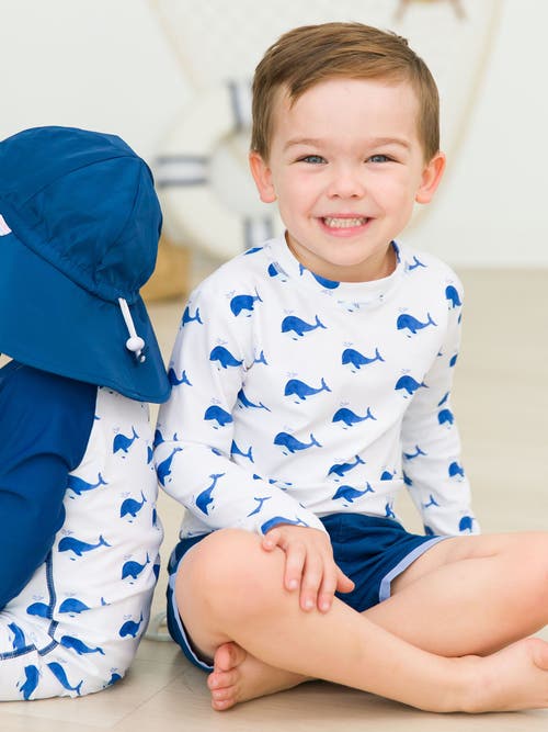Ruggedbutts Boys Upf50+ Sun Protected Long Sleeve Rash Guard In Whale Friends