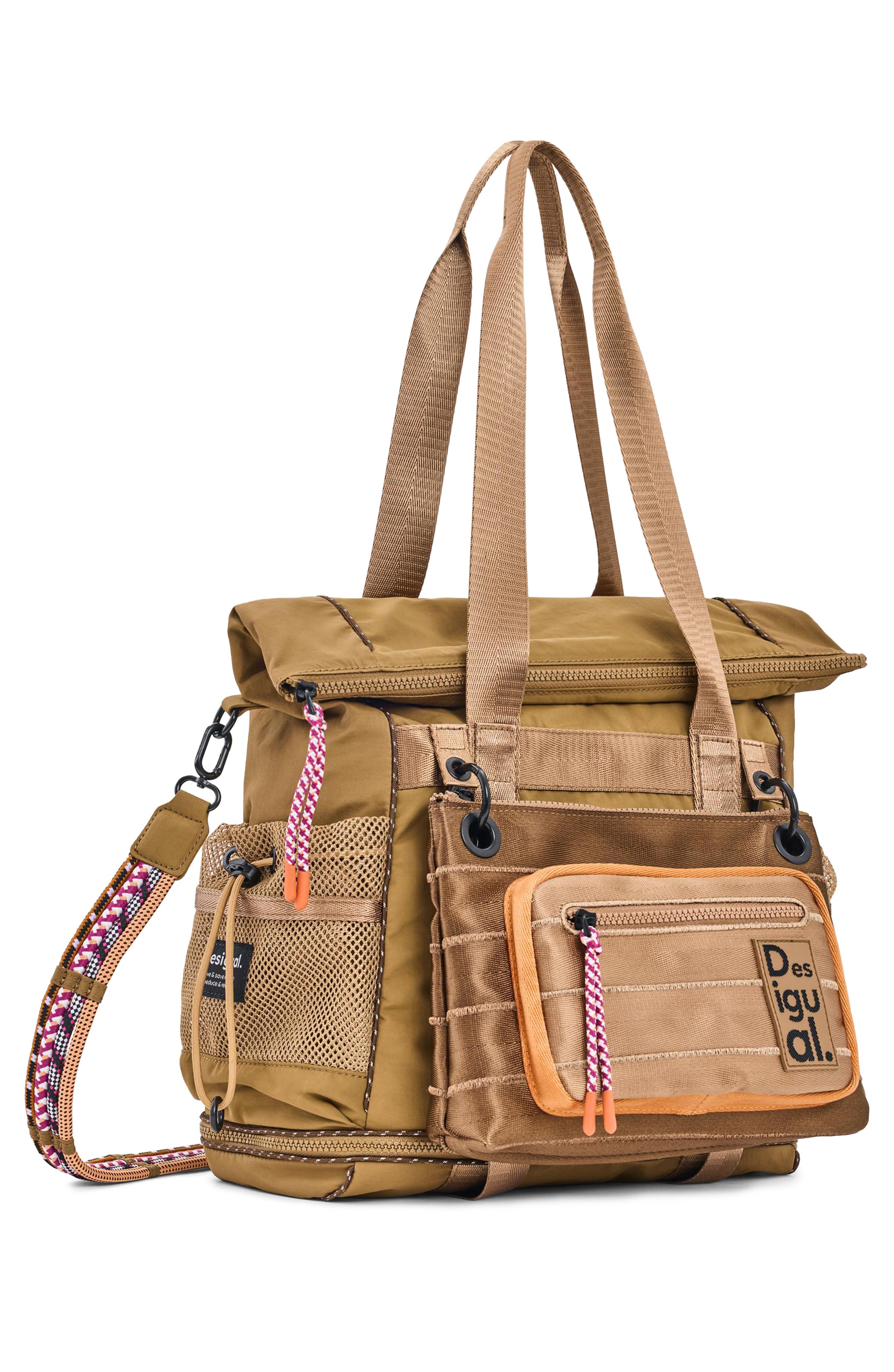 Desigual Large Nylon Backpack, Alternate, color, Camel