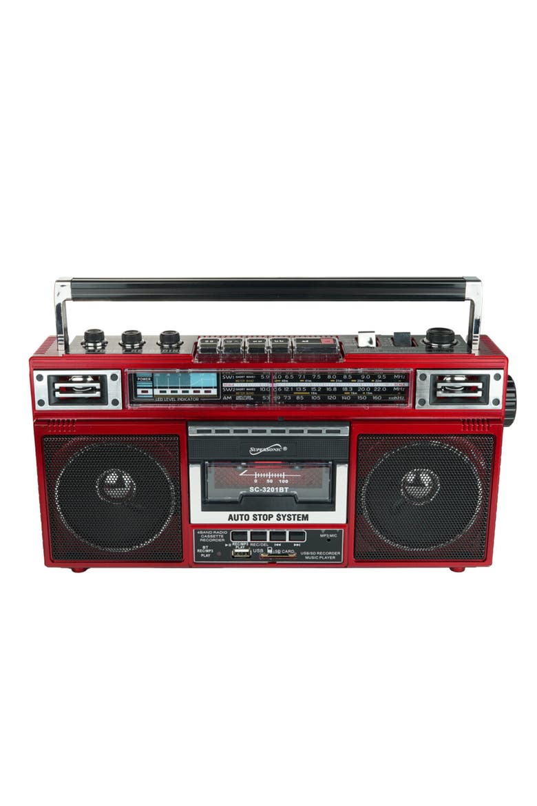 Retro Radio Speaker & Cassette Player Bluetooth, Main, color, Red