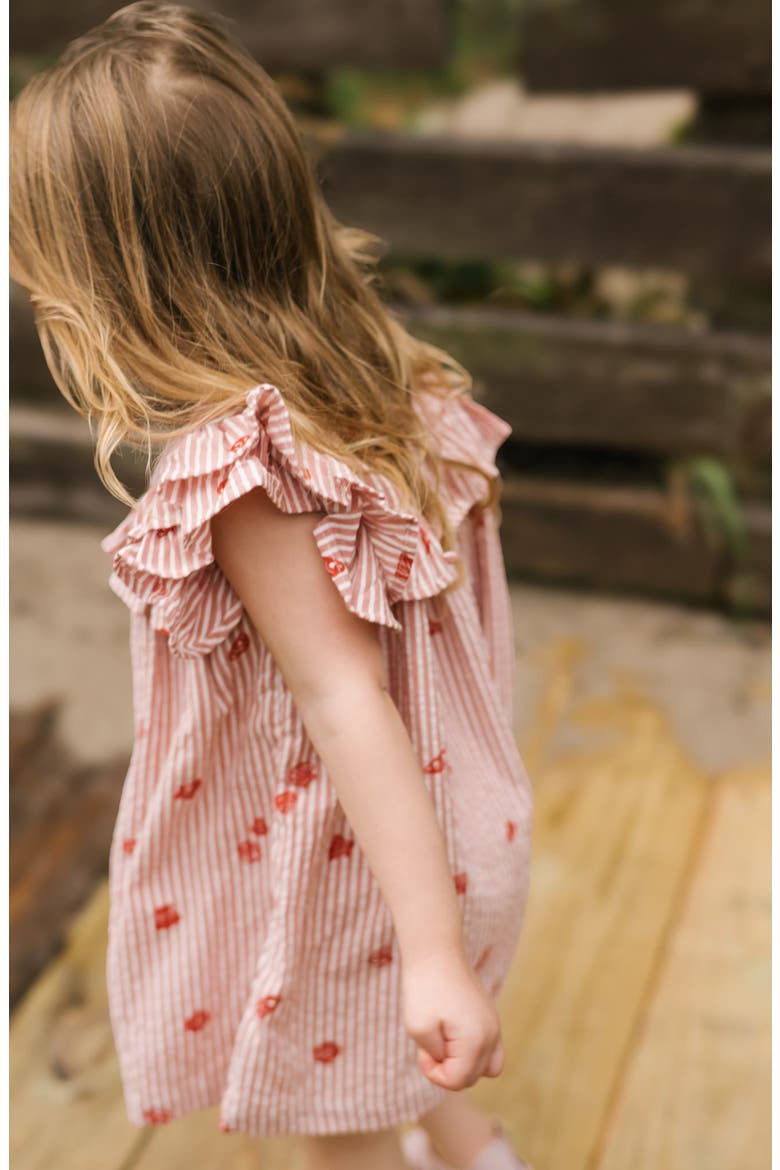 Kids' Ruffle Organic Cotton Seersucker Dress, Alternate, color, SHELL BELLE