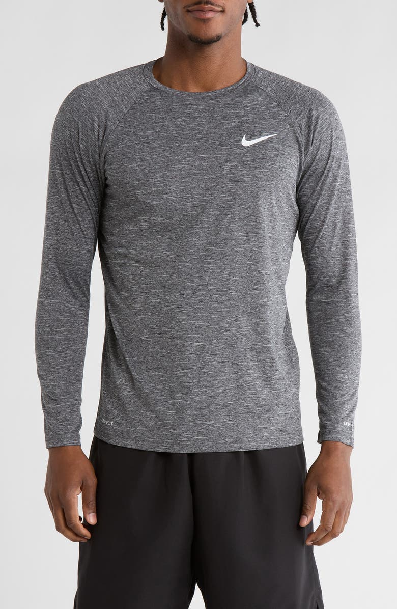 Nike Hydroguard Long Sleeve Swim Shirt, Main, color, Black