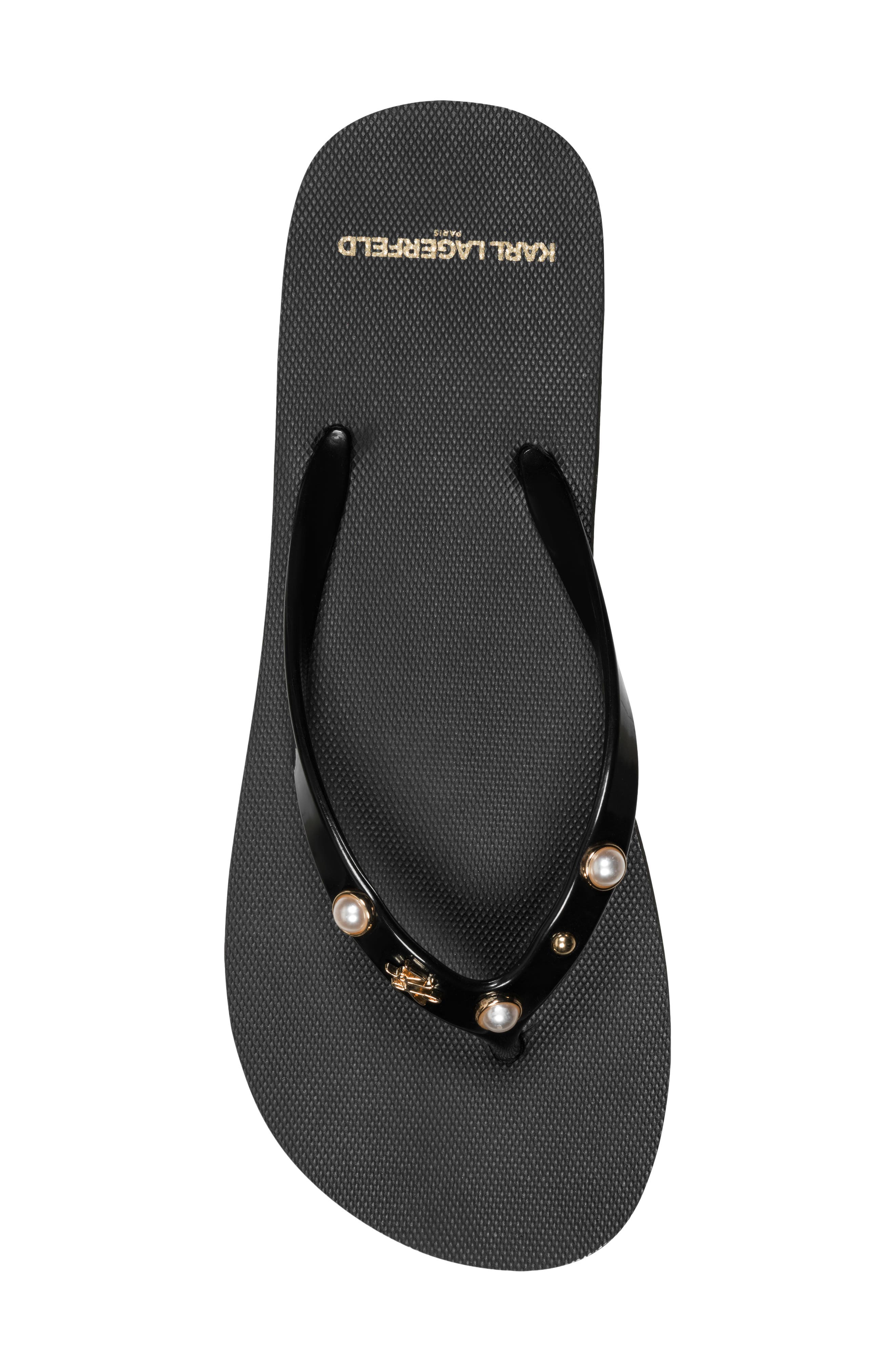 Zimia Pearl Flip Flop, Alternate, color, BLACK