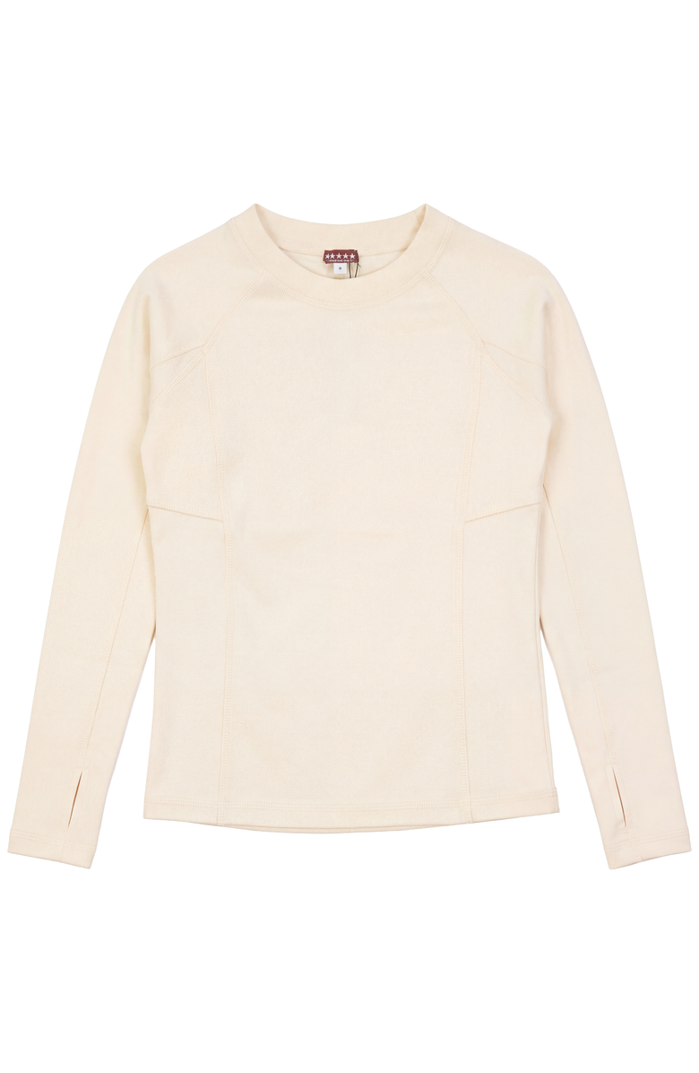 5 Stars Fine Rib Shaped Seam Thumbhole Top, Main, color, Cream