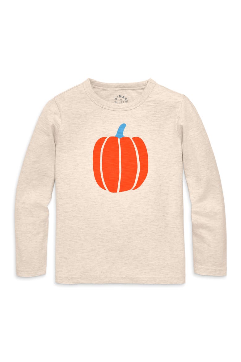 Long Sleeve Pumpkin Tee, Main, color, Oat Pumpkin