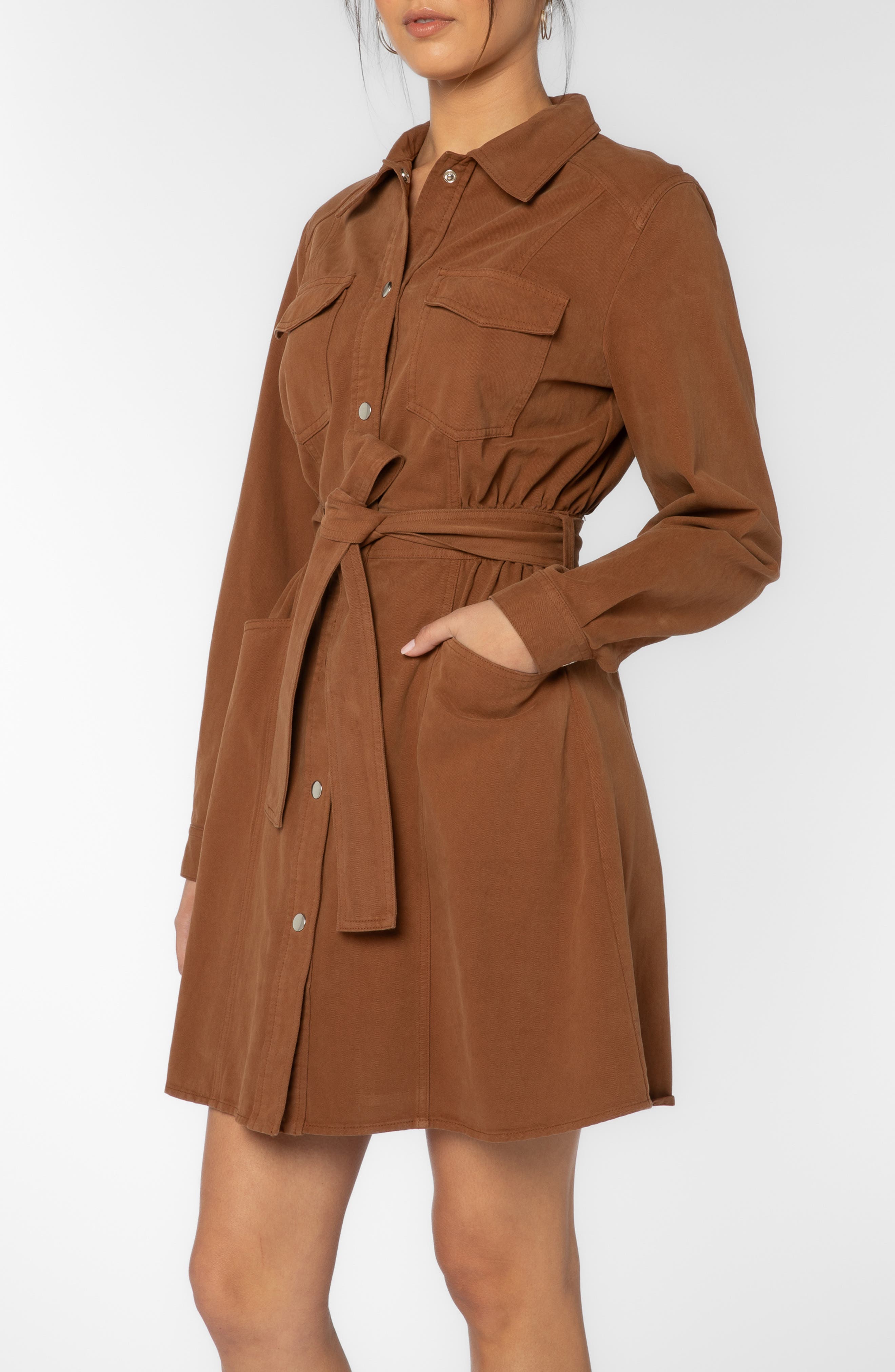 Deena Cotton Button-Up Belted Shirtdress