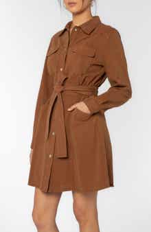Deena Cotton Button-Up Belted Shirtdress
