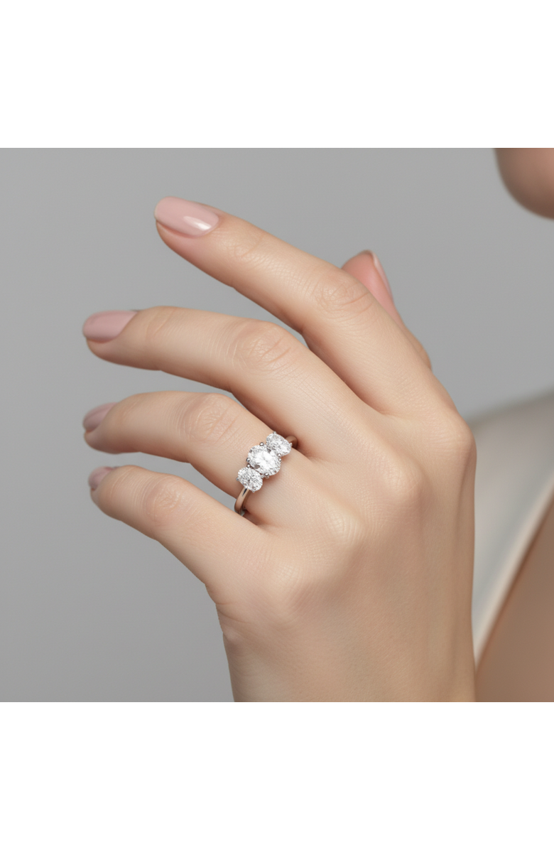 LuvMyJewelry Delila 14K Gold Oval Cut Lab Grown Diamond Trinity Ring - 2 ct, Alternate, color, 14K White Gold