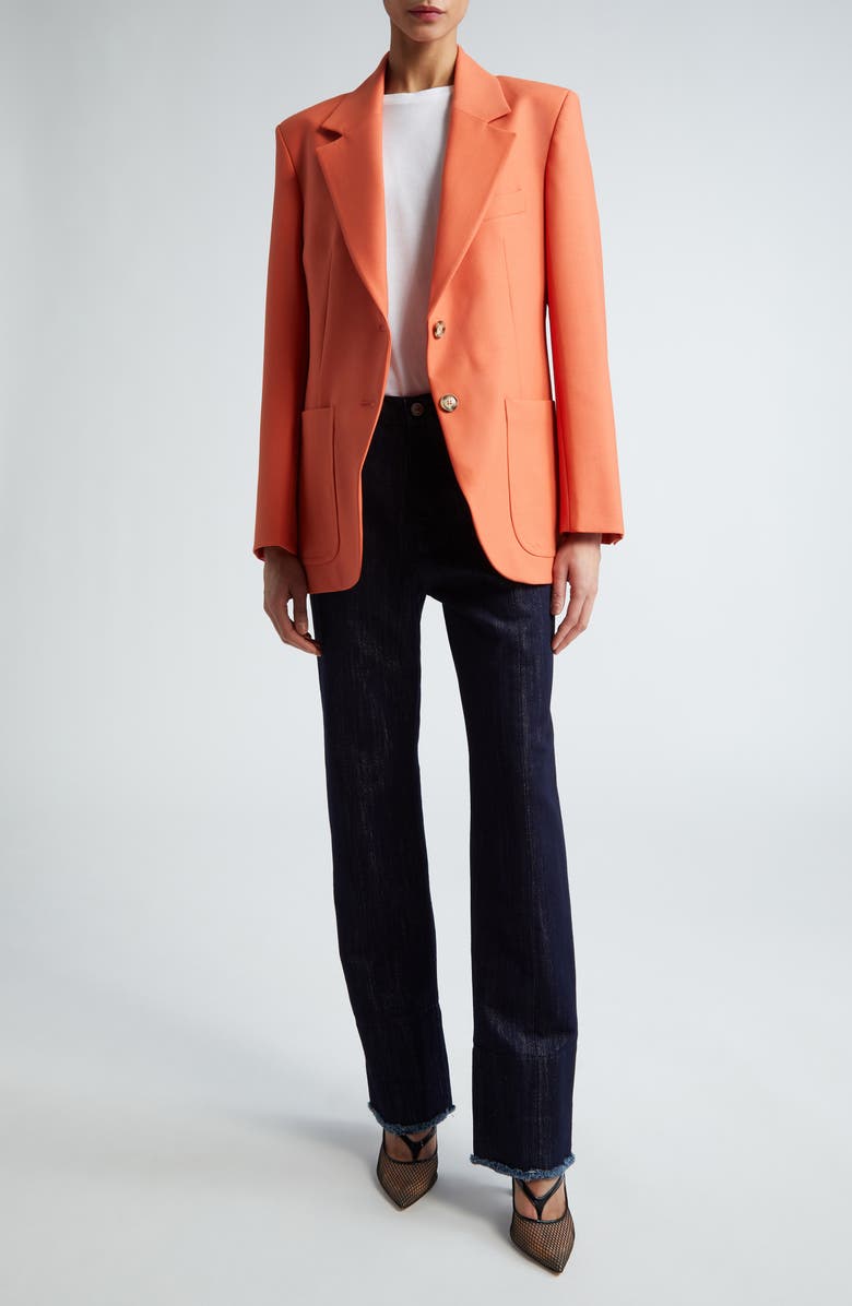Victoria Beckham Patch Pocket Stretch Twill Blazer, Alternate, color,