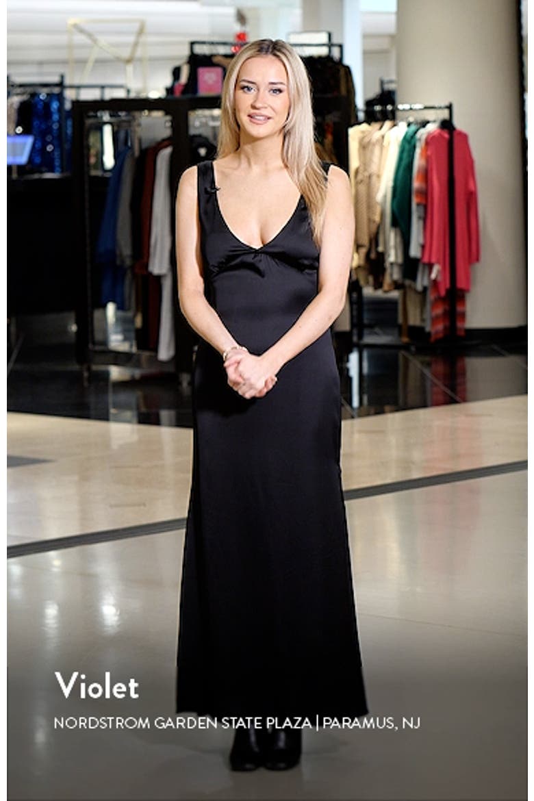 Lynsey V-Neck Satin Maxi Dress video