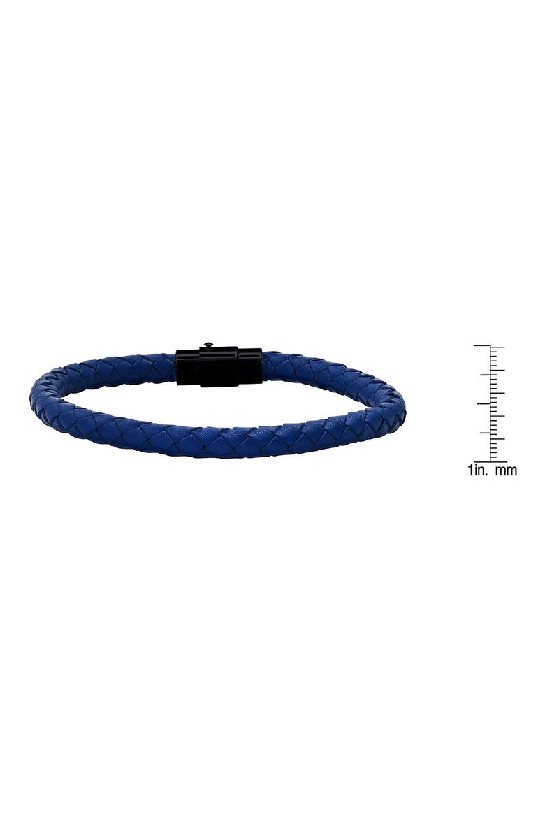 Men's Braided Leather Bracelet, Alternate, color, BLUE/ BLACK