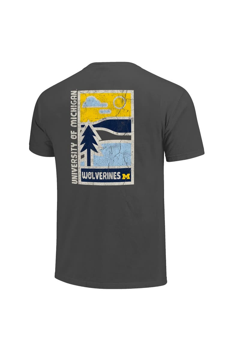 Men's  Graphite Michigan Wolverines Comfort Colors Minimal Vista Distressed Graphics T-Shirt, Alternate, color, Graphite