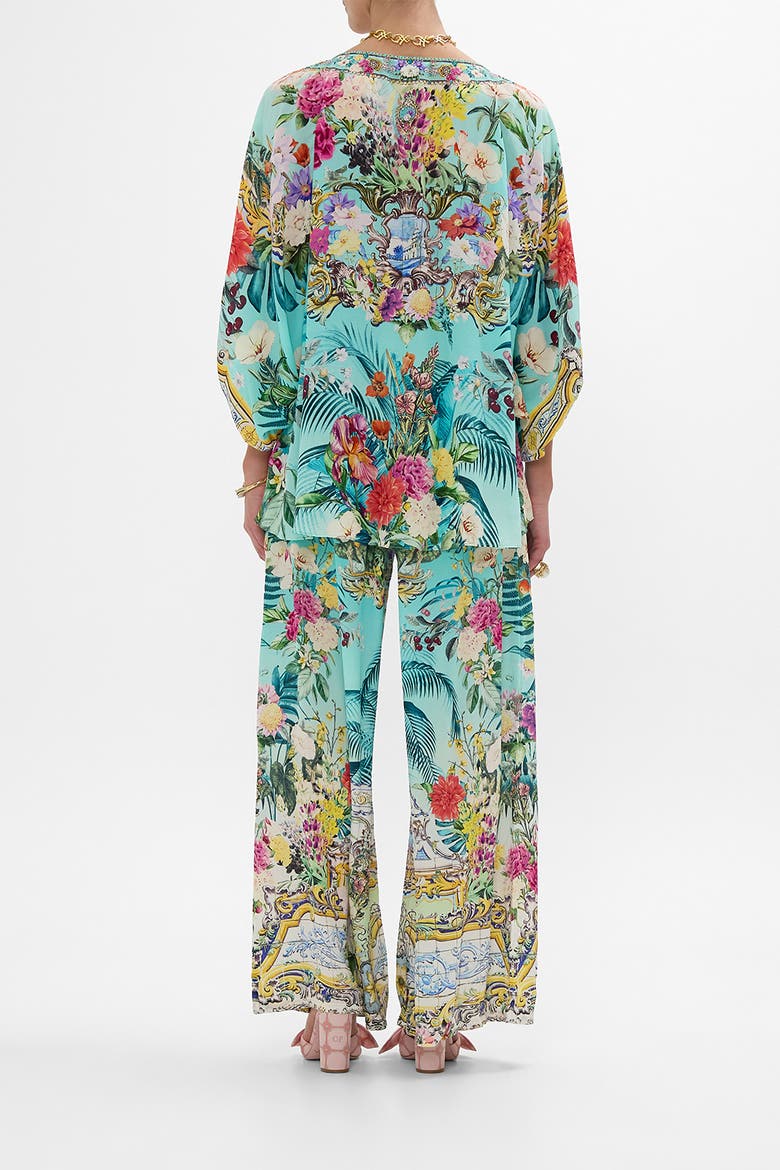 Raglan Sleeve Blouse With Cuff Gardens Of Queluz, Alternate, color, Gardens Of Queluz