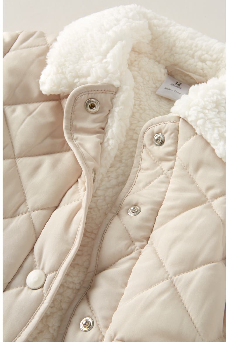 Faux Fur Collar Quilted Coat, Alternate, color, BEIGE OATMEAL