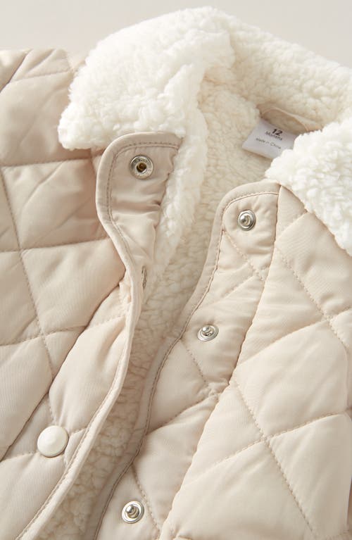 Nordstrom High Pile Fleece Collar Quilted Coat In Yellow