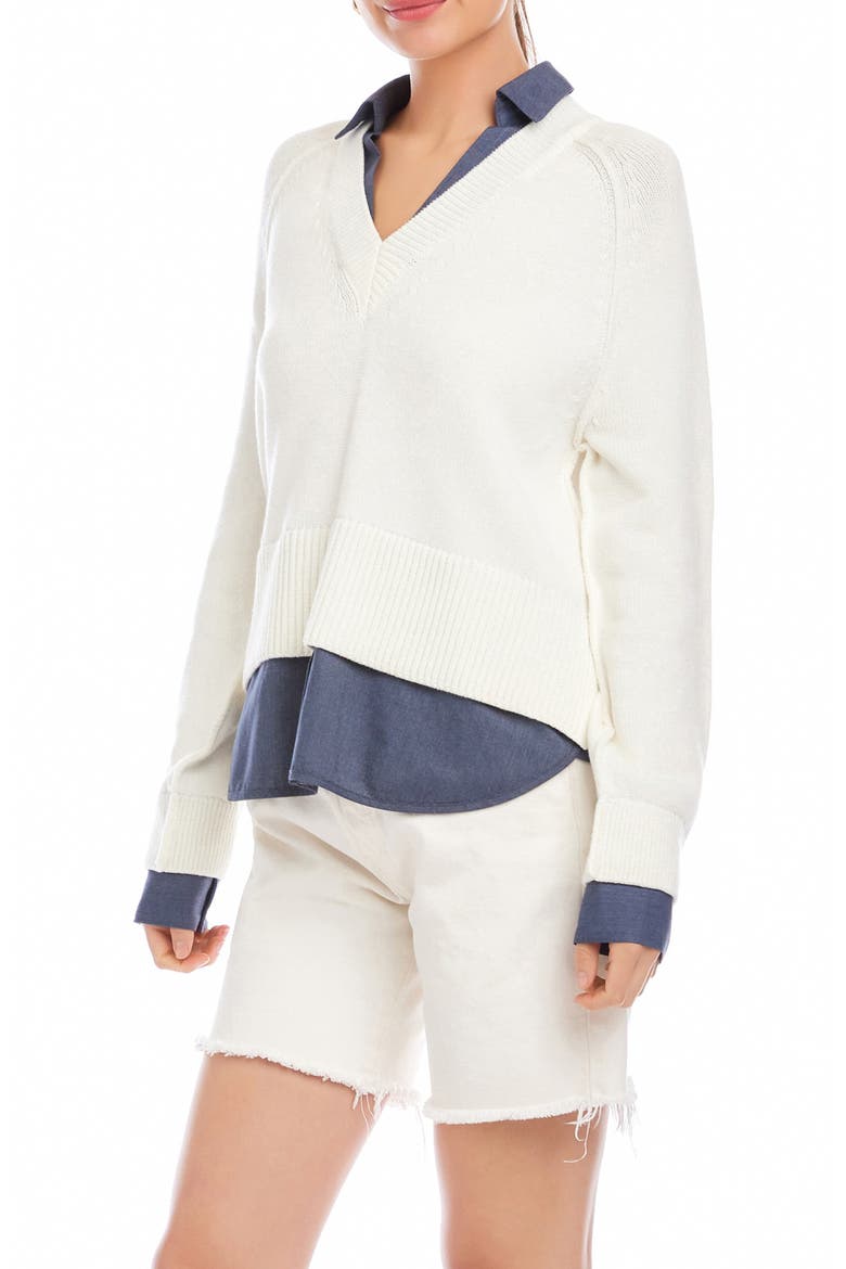 Carrie Mixed Media Sweater, Alternate, color, OFF WHITE