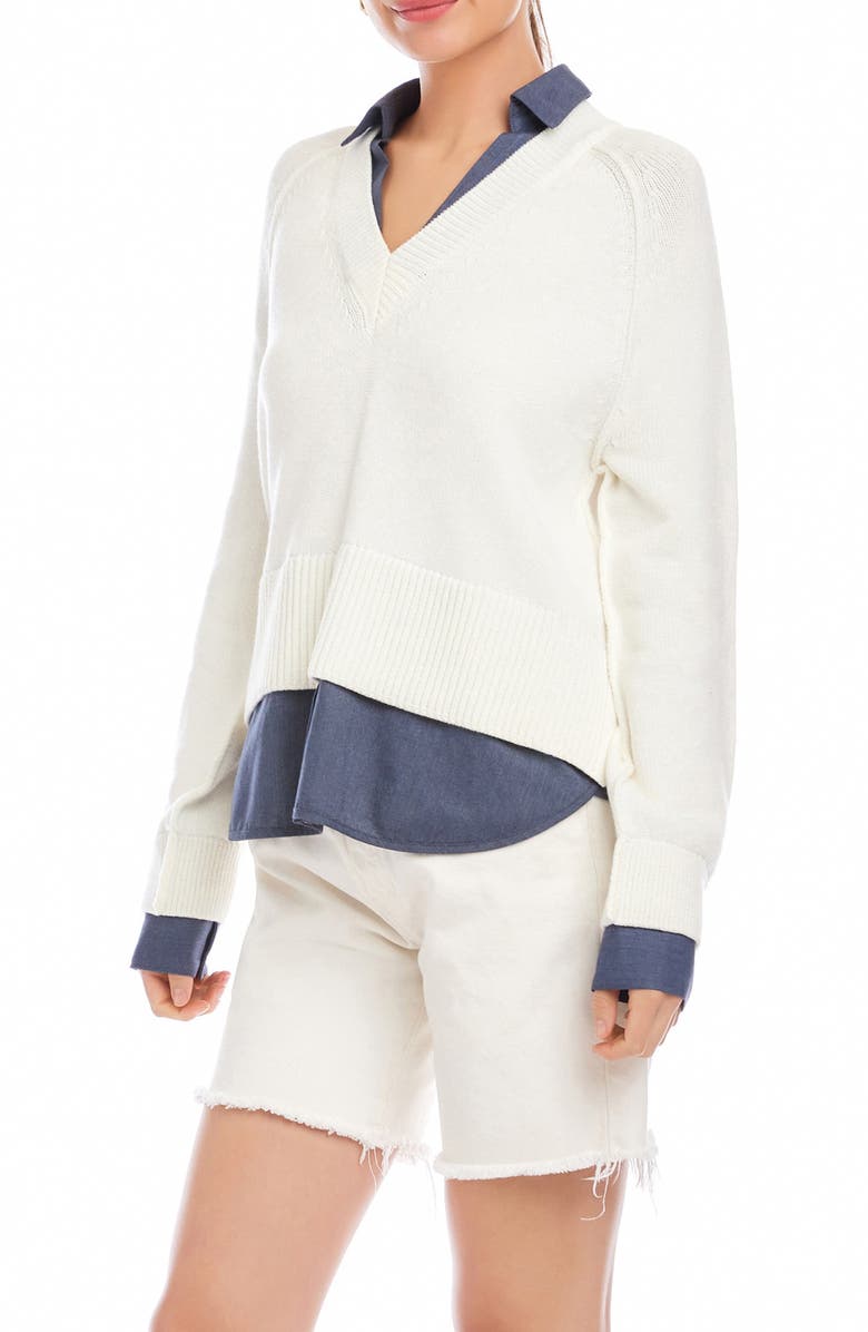 FIFTEEN TWENTY Carrie Mixed Media Sweater, Alternate, color, Off White