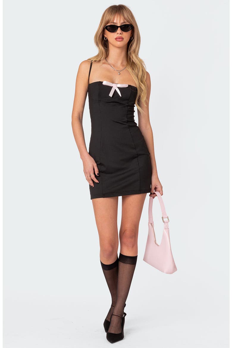Nancy Bow Sleeveless Minidress, Alternate, color, BLACK