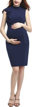 Kimi & Kai Josephine Ruffle Maternity Sheath Dress
