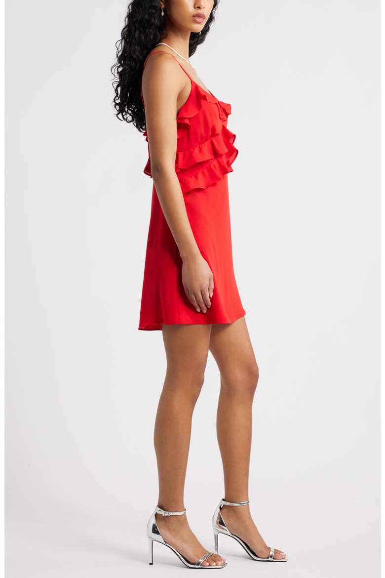 Ruffle Chiffon Cocktail Minidress, Alternate, color, RED SALSA