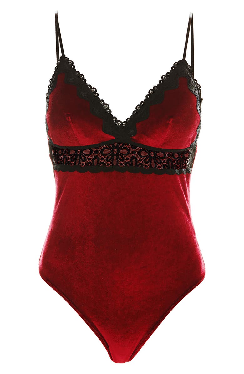 MeMoi Sylvie Velvet Teddy, Alternate, color, Red
