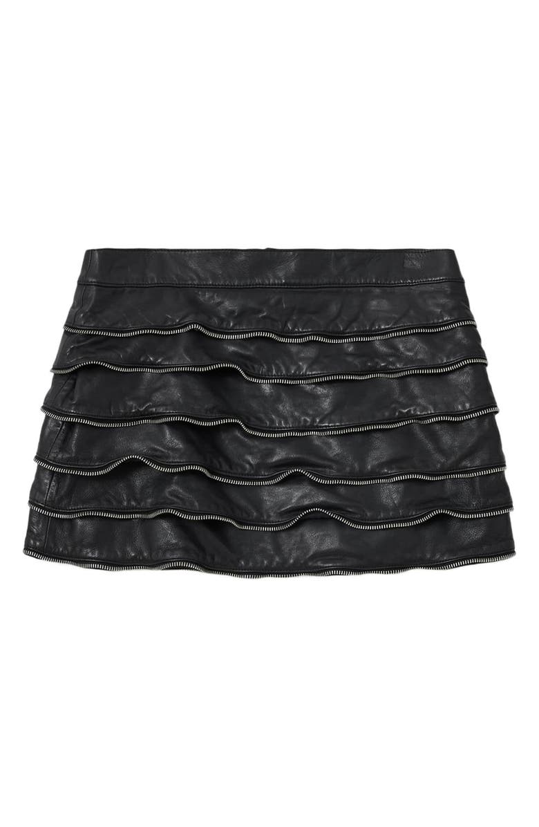 AllSaints Emara Leather Miniskirt, Alternate, color, Black