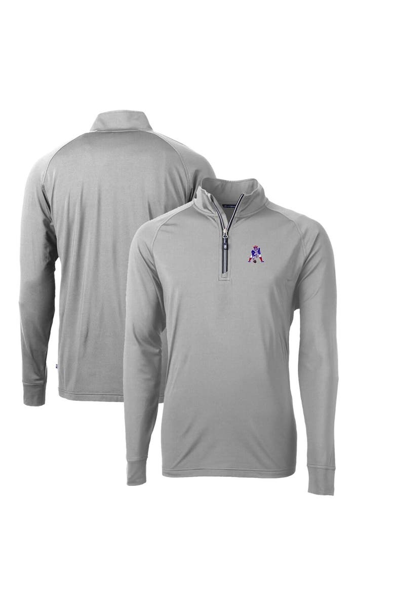 Cutter & Buck Men's Cutter & Buck Gray New England Patriots Adapt Eco Knit Stretch Recycled Big & Tall Quarter-Zip Throwback Pullover Top, Main, color, 