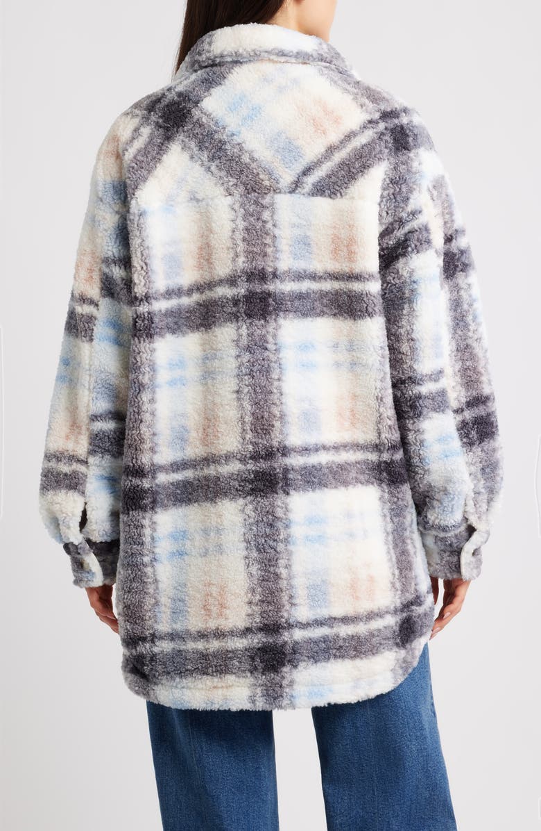 Thread & Supply Plaid Fleece Shirt Jacket, Alternate, color, Rose Skyblue Plaid