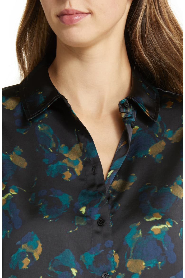 Abstract Floral Button-Up Shirt, Alternate, color, BLACK- BLUE LAYERED FLORAL