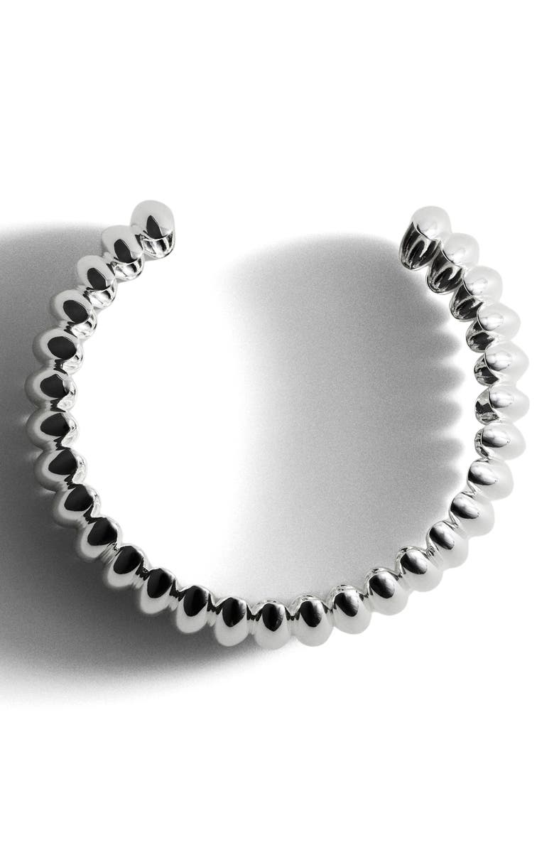 MANGO x Kaia Gerber Ridge Embossed Choker Necklace, Alternate, color, Silver