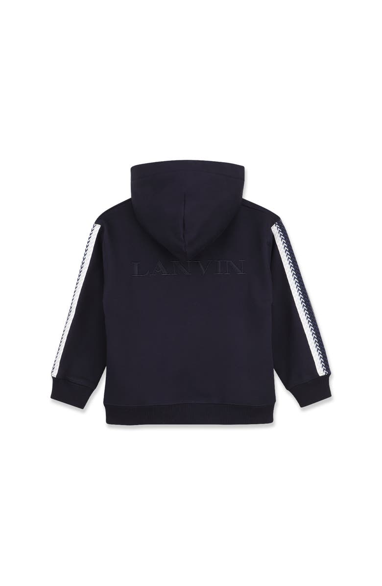 Lanvin Kids Embroidered Zip-Up Hoodie In Cotton, Alternate, color, Black