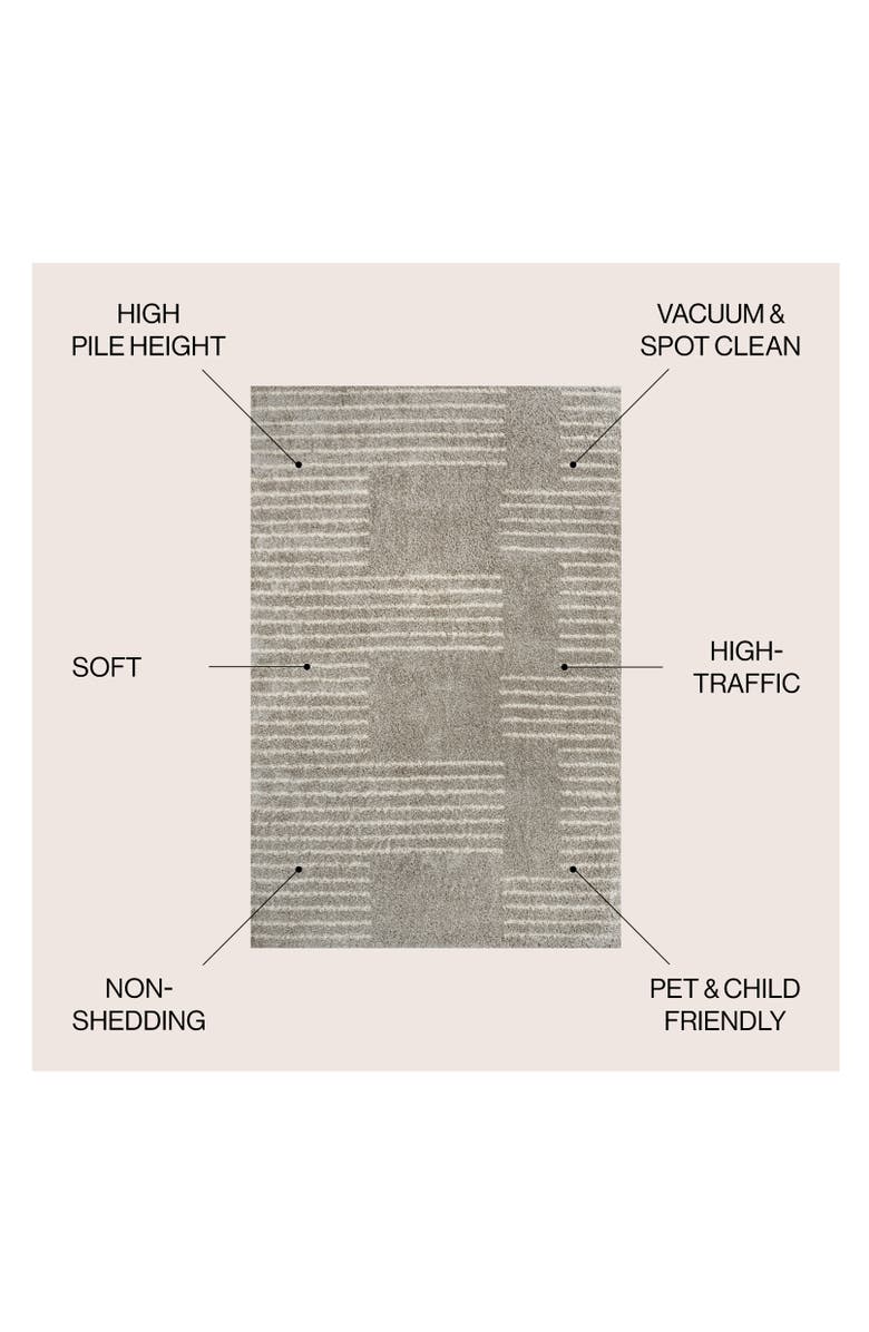 JONATHAN Y Petra Abstract Stripe Geometric Shag Area Rug, Alternate, color, Gray/Ivory