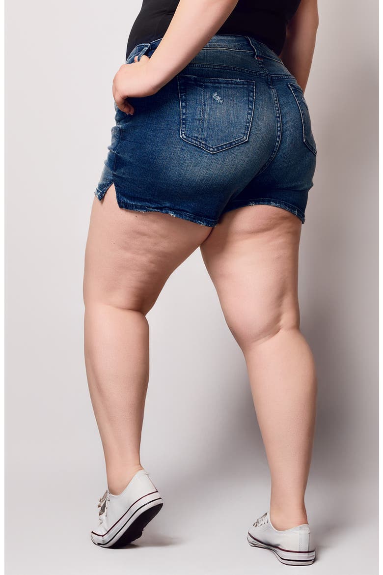 Side Vent Denim Shorts, Alternate, color, ARIA