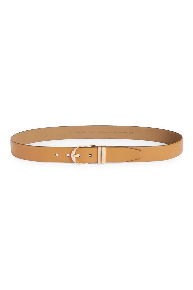 Leather Belt, Main, color, TAN- GOLD