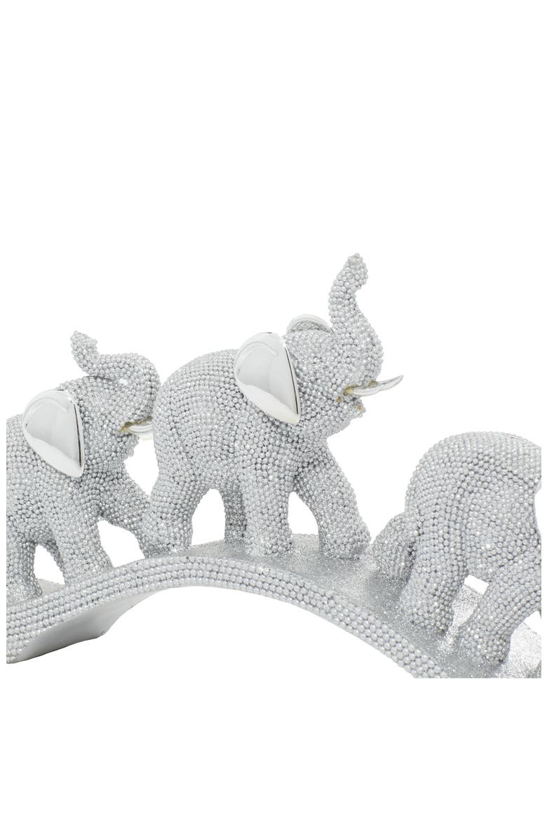 Silver Polystone Glam Elephant Sculpture, Alternate, color, SILVER