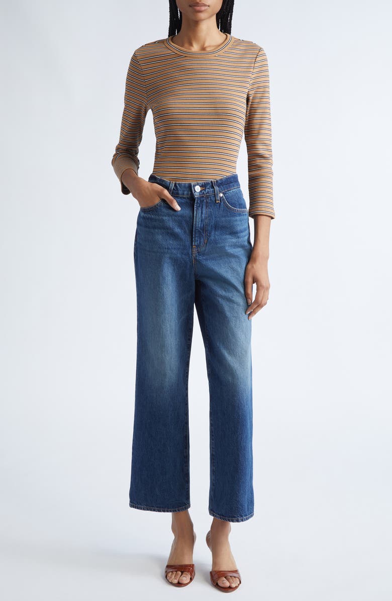 Veronica Beard Dylan High Waist Ankle Straight Leg Jeans, Alternate, color, Roadside Blue