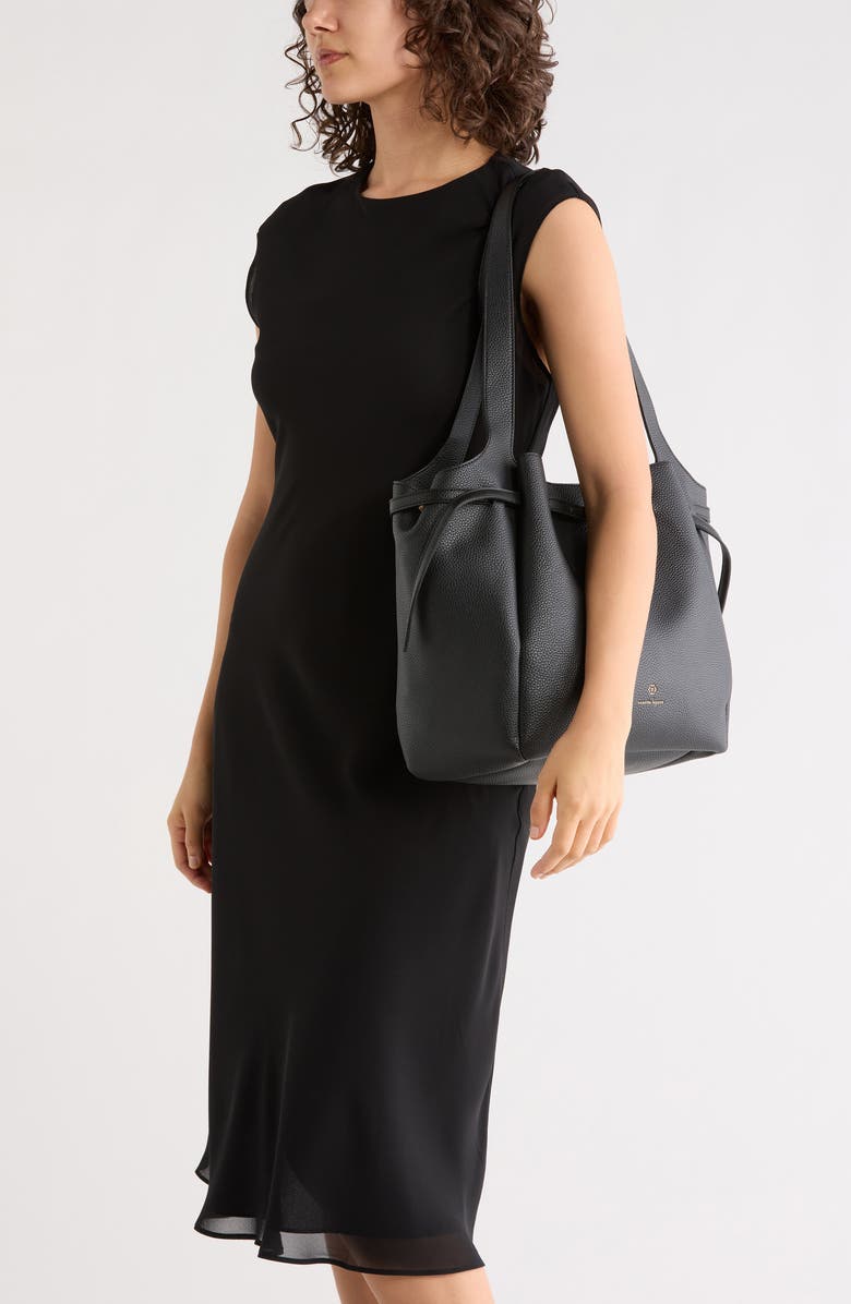 Nanette Lepore Laurel Belted Shoulder Bag, Alternate, color, Black