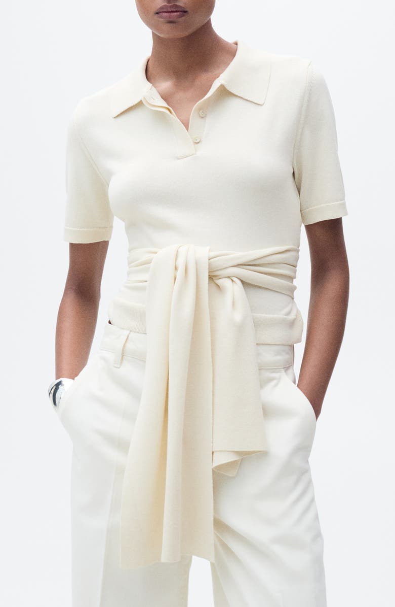 MANGO Tie Hem Polo Sweater, Main, color, 