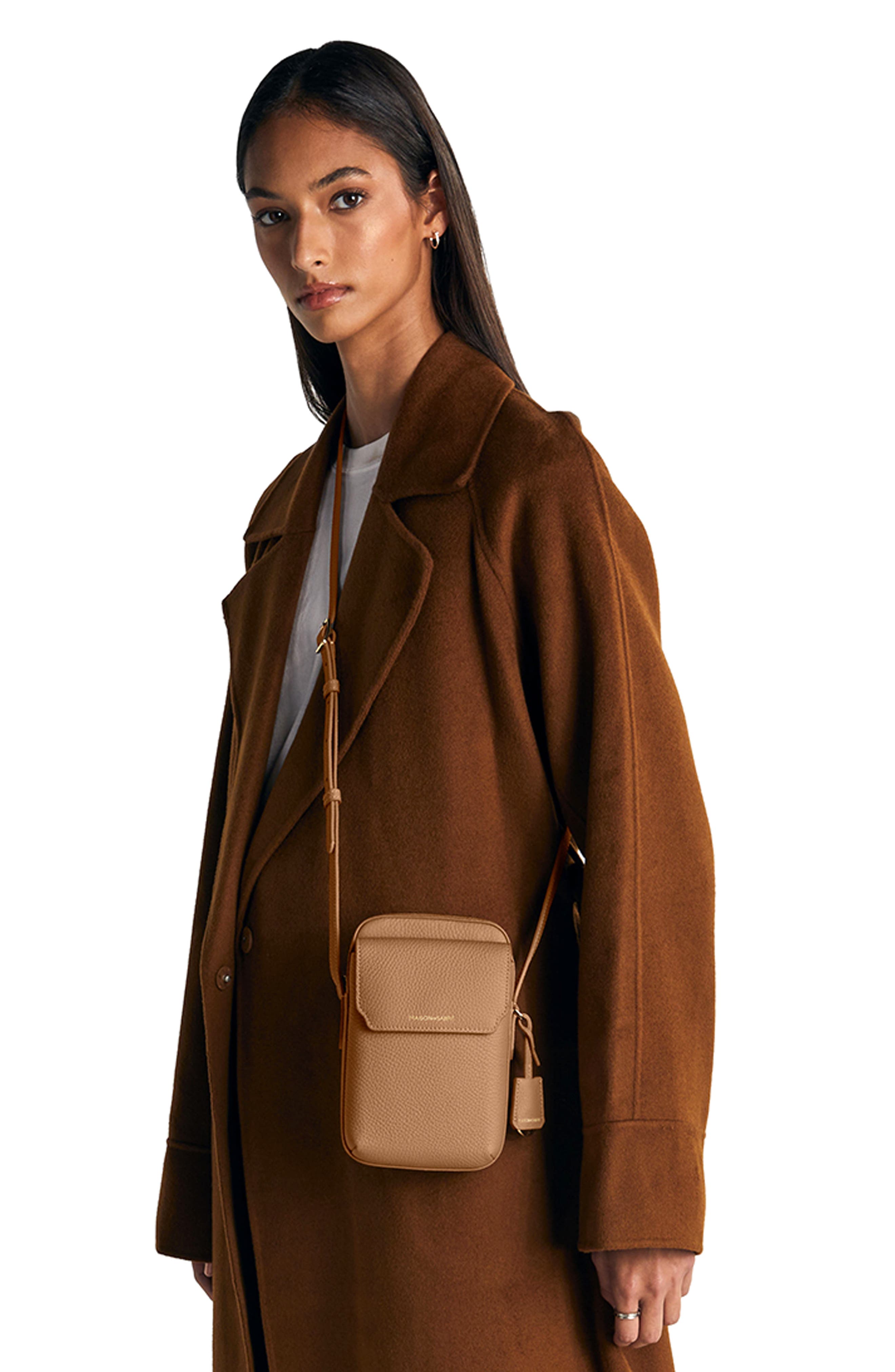 Leather Zip Phone Pouch, Alternate, color, Sandstone Brown