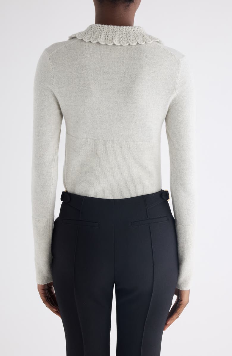 Chloé Crochet Collar Wool Cardigan, Alternate, color, Sweet Grey