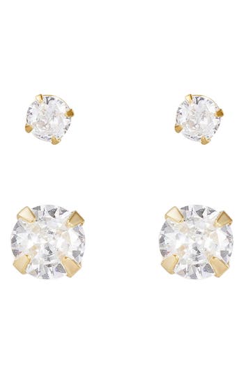 Adornia Fine Set Of 2 Assorted Solitaire Crystal Stud Earrings