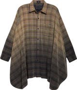 R13 Draped Front Plaid Flannel Button-Up Shirt