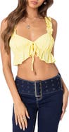 EDIKTED Ruffle Tie Front Crop Top