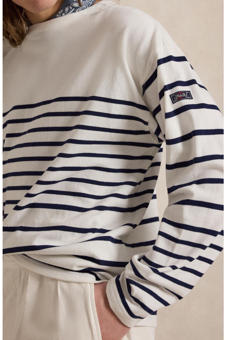 Relaxed Fit Striped Jersey Pullover, Alternate, color, NEWPORT NAVY/WHITE