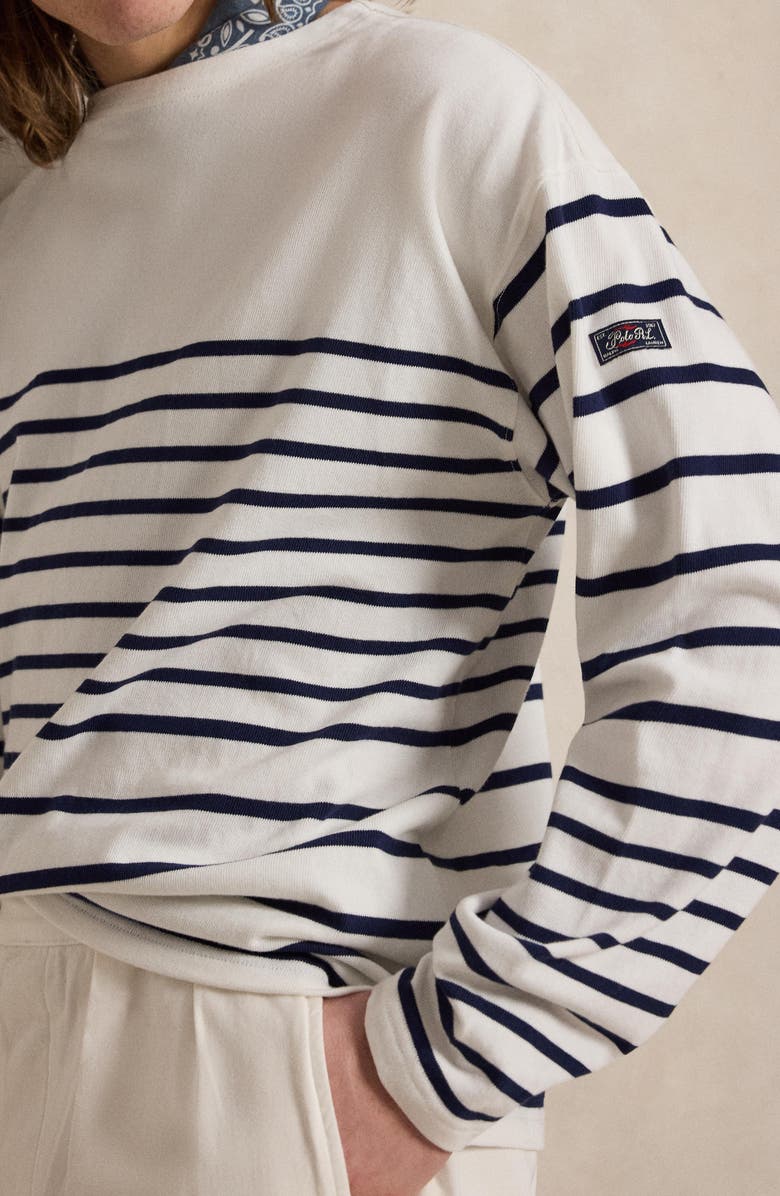 Polo Ralph Lauren Relaxed Fit Striped Jersey Pullover, Alternate, color, Newport Navy/White