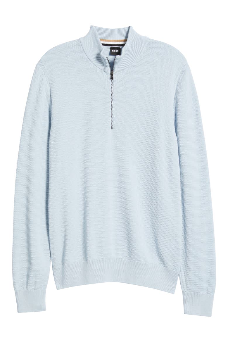 Ebrando Textured Cotton Half Zip Sweater, Alternate, color, LT PAST/BU