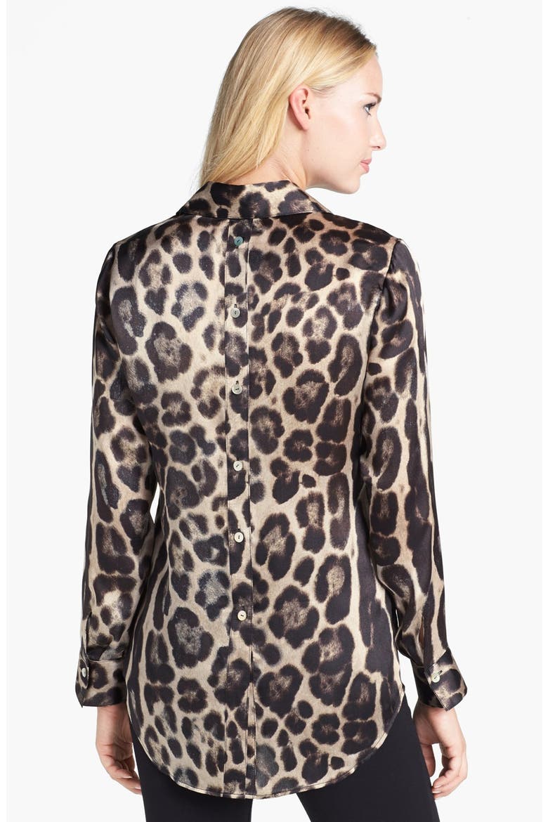 Animal Print Silk Blouse, Alternate, color, LEOPARD MULTI