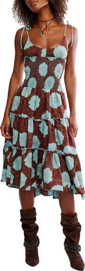 【Free People】アドリエル ミディドレス ワンピース Free People Women's Adriel Midi, Nutmeg Combo at Amazon