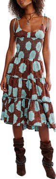 Free People Adriel Tie Strap Tiered Midi Dress